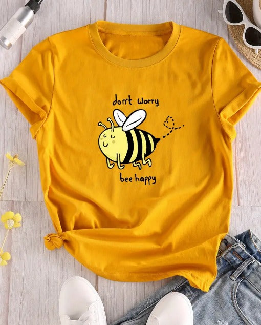 Cartoon Bee Crew Neck