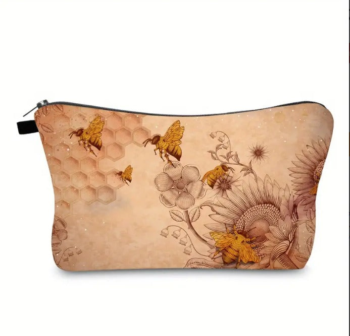 Sunflower & Bee Makeup Pouch