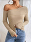 Cold Shoulder Asymmetrical Knitted Top