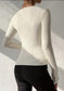 Ribbed Knit Cross Neck Sweater