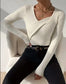 Ribbed Knit Cross Neck Sweater