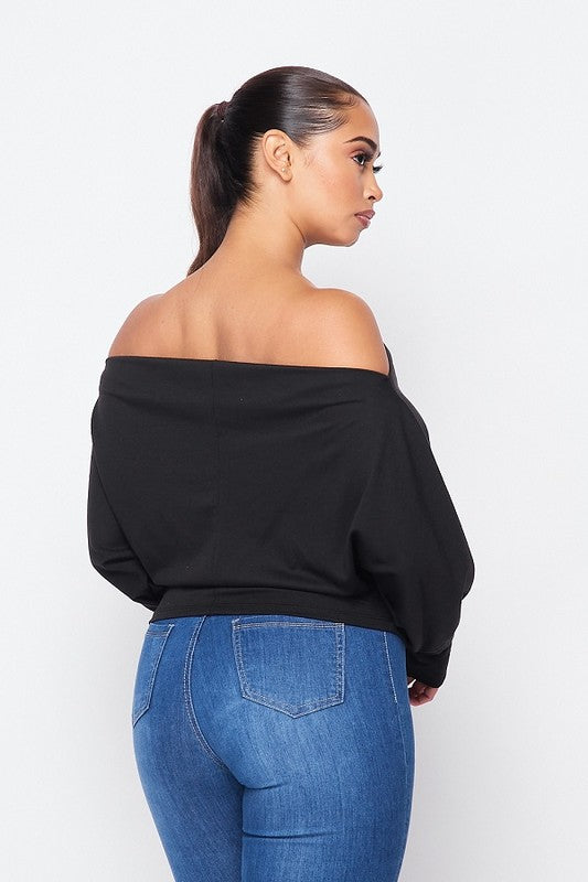 DOLMAN LONG SLEEVE TOP - BLACK