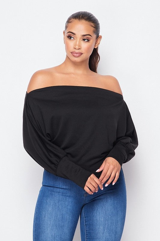 DOLMAN LONG SLEEVE TOP - BLACK