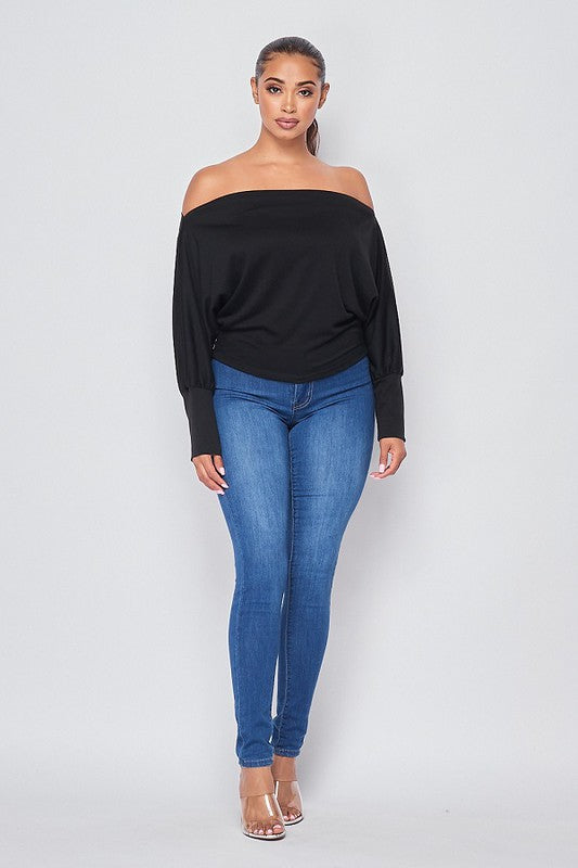 DOLMAN LONG SLEEVE TOP - BLACK