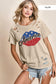 COTTON JERSEY KNIT CUT TOP WITH AMERICA GRAPHIC  - White